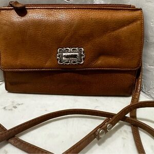 Fossil Genuine Leather Brown Convertible Small Crossbody Clutch Organizer Bag
